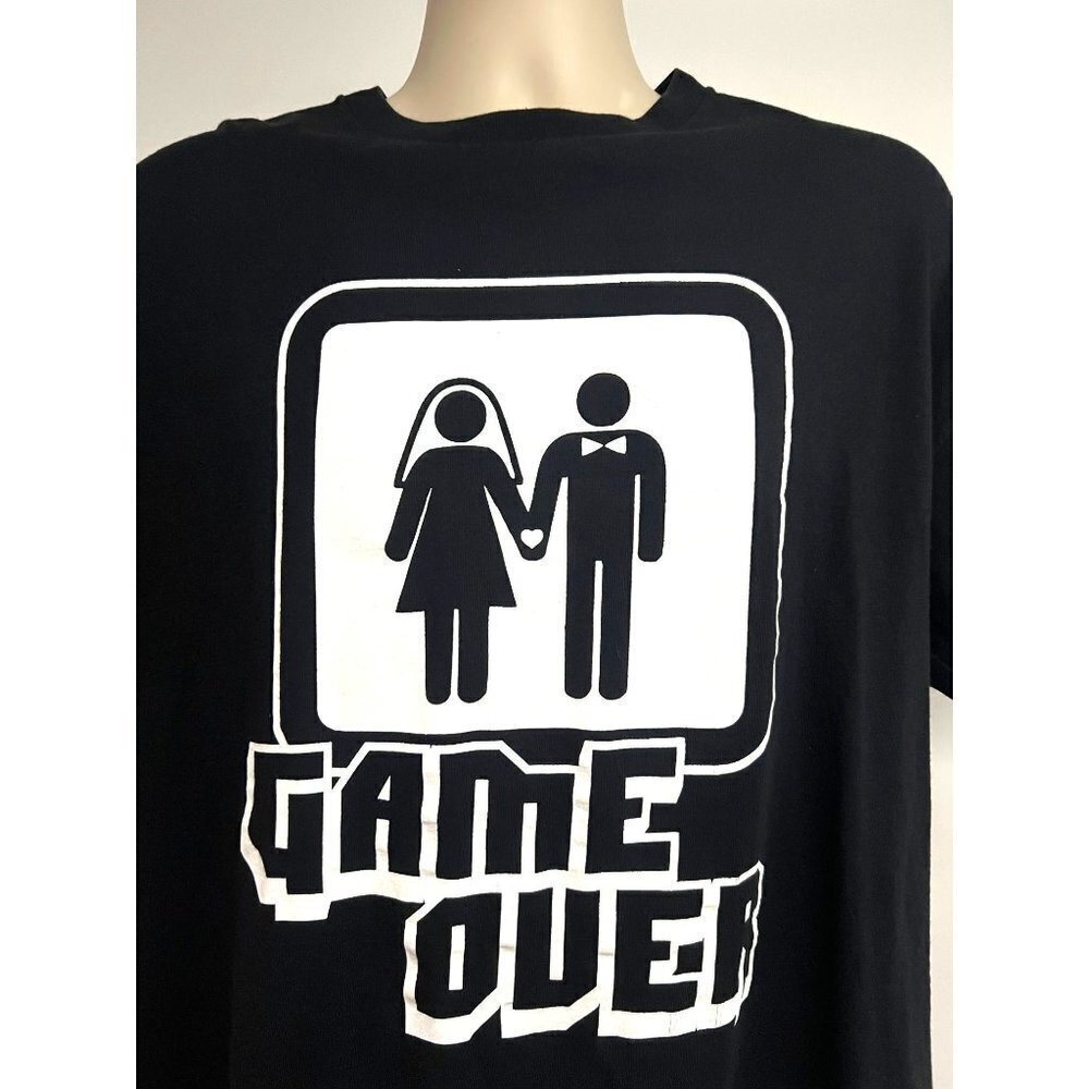 Spencers Mens Black White Graphic T-Shirt XL Novelty Funny Stretch Cotton Unisex - Picture 4 of 5
